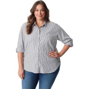 imageGloria Vanderbilt Womens Amanda Oversized Button Down Shirt with Rolltab SleevesMarine Navy Stripeds