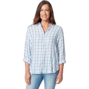 imageGloria Vanderbilt Womens Amanda Oversized Button Down Shirt with Rolltab SleevesPale Sky Woodland Gingham