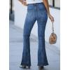 imageAstylish Bell Bottom Jeans for Women High Waisted Pull On Stretchy Mom Denim Pants Blue Size 10