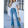 imageAstylish Jeans for Women High Waisted Flare Wide Leg Trendy Teen Girls Denim Pants Sky Blue Size 14