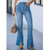 imageAstylish Jeans for Women High Waisted Flare Wide Leg Trendy Teen Girls Denim Pants Sky Blue Size 14