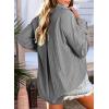 imageAstylish Women Blouses Oversized Striped Shirt Long Sleeve V Neck Button Down Work TopsBlack Stripe