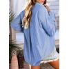 imageAstylish Women Blouses Oversized Striped Shirt Long Sleeve V Neck Button Down Work TopsBlue Stripe