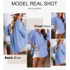 imageAstylish Women Blouses Oversized Striped Shirt Long Sleeve V Neck Button Down Work TopsBlue Stripe
