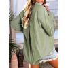 imageAstylish Women Blouses Oversized Striped Shirt Long Sleeve V Neck Button Down Work TopsGreen Stripe