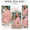imageAstylish Women Blouses Oversized Striped Shirt Long Sleeve V Neck Button Down Work TopsKhaki Stripe