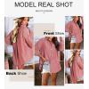 imageAstylish Women Blouses Oversized Striped Shirt Long Sleeve V Neck Button Down Work TopsPink Stripe