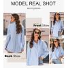 imageAstylish Women Blouses Oversized Striped Shirt Long Sleeve V Neck Button Down Work TopsSky Blue Stripe