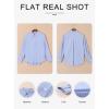 imageAstylish Women Blouses Oversized Striped Shirt Long Sleeve V Neck Button Down Work TopsSky Blue Stripe