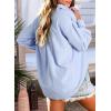 imageAstylish Women Blouses Oversized Striped Shirt Long Sleeve V Neck Button Down Work TopsSky Blue Stripe