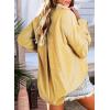 imageAstylish Women Blouses Oversized Striped Shirt Long Sleeve V Neck Button Down Work TopsYellow Stripe