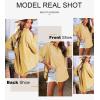 imageAstylish Women Blouses Oversized Striped Shirt Long Sleeve V Neck Button Down Work TopsYellow Stripe