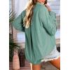 imageAstylish Women Blouses Oversized Striped Shirt Long Sleeve V Neck Button Down Work TopsZa Green