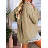 imageAstylish Women Blouses Oversized Striped Shirt Long Sleeve V Neck Button Down Work TopsZa Khaki