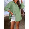imageAstylish Women Blouses Oversized Striped Shirt Long Sleeve V Neck Button Down Work TopsZa Light Green