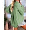 imageAstylish Women Blouses Oversized Striped Shirt Long Sleeve V Neck Button Down Work TopsZa Light Green