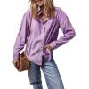 imageAstylish Women Blouses Oversized Striped Shirt Long Sleeve V Neck Button Down Work TopsZa Purple Stripe