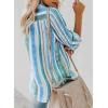 imageAstylish Women V Neck Striped Roll up Sleeve Button Down Blouse TopsH Blue