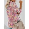 imageAstylish Women V Neck Striped Roll up Sleeve Button Down Blouse TopsW Pink Print