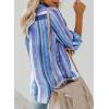 imageAstylish Women V Neck Striped Roll up Sleeve Button Down Blouse TopsY Royal Blue