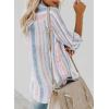 imageAstylish Women V Neck Striped Roll up Sleeve Button Down Blouse TopsY Sky Blue