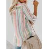imageAstylish Women V Neck Striped Roll up Sleeve Button Down Blouse TopsY Stripe