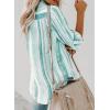 imageAstylish Women V Neck Striped Roll up Sleeve Button Down Blouse TopsYg Sky Blue