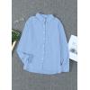 imageAstylish Womens V Neck Roll up Sleeve Button Down Blouses TopsB Sky Blue