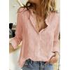 imageAstylish Womens V Neck Roll up Sleeve Button Down Blouses TopsPink