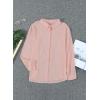 imageAstylish Womens V Neck Roll up Sleeve Button Down Blouses TopsPink