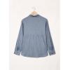 imageAstylish Womens V Neck Roll up Sleeve Button Down Blouses TopsU Blue