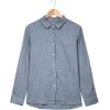 imageAstylish Womens V Neck Roll up Sleeve Button Down Blouses TopsU Blue