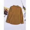 imageAstylish Womens V Neck Roll up Sleeve Button Down Blouses TopsU Brown