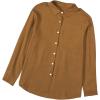 imageAstylish Womens V Neck Roll up Sleeve Button Down Blouses TopsU Brown