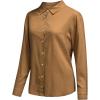 imageAstylish Womens V Neck Roll up Sleeve Button Down Blouses TopsU Brown