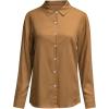 imageAstylish Womens V Neck Roll up Sleeve Button Down Blouses TopsU Brown