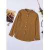 imageAstylish Womens V Neck Roll up Sleeve Button Down Blouses TopsU Brown