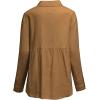 imageAstylish Womens V Neck Roll up Sleeve Button Down Blouses TopsU Brown