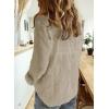 imageAstylish Womens V Neck Roll up Sleeve Button Down Blouses TopsU Light Khaki