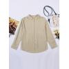 imageAstylish Womens V Neck Roll up Sleeve Button Down Blouses TopsU Light Khaki
