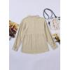 imageAstylish Womens V Neck Roll up Sleeve Button Down Blouses TopsU Light Khaki