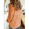 imageAstylish Womens V Neck Roll up Sleeve Button Down Blouses TopsU Orange