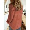 imageAstylish Womens V Neck Roll up Sleeve Button Down Blouses TopsU Orange Red