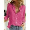 imageAstylish Womens V Neck Roll up Sleeve Button Down Blouses TopsU Rose