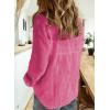 imageAstylish Womens V Neck Roll up Sleeve Button Down Blouses TopsU Rose