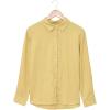 imageAstylish Womens V Neck Roll up Sleeve Button Down Blouses TopsU Yellow