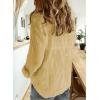 imageAstylish Womens V Neck Roll up Sleeve Button Down Blouses TopsU Yellow