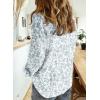 imageAstylish Womens V Neck Roll up Sleeve Button Down Blouses TopsUa Floral Sky Blue