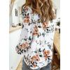 imageAstylish Womens V Neck Roll up Sleeve Button Down Blouses TopsUa Floral White