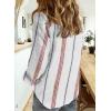 imageAstylish Womens V Neck Roll up Sleeve Button Down Blouses TopsUa Stripe